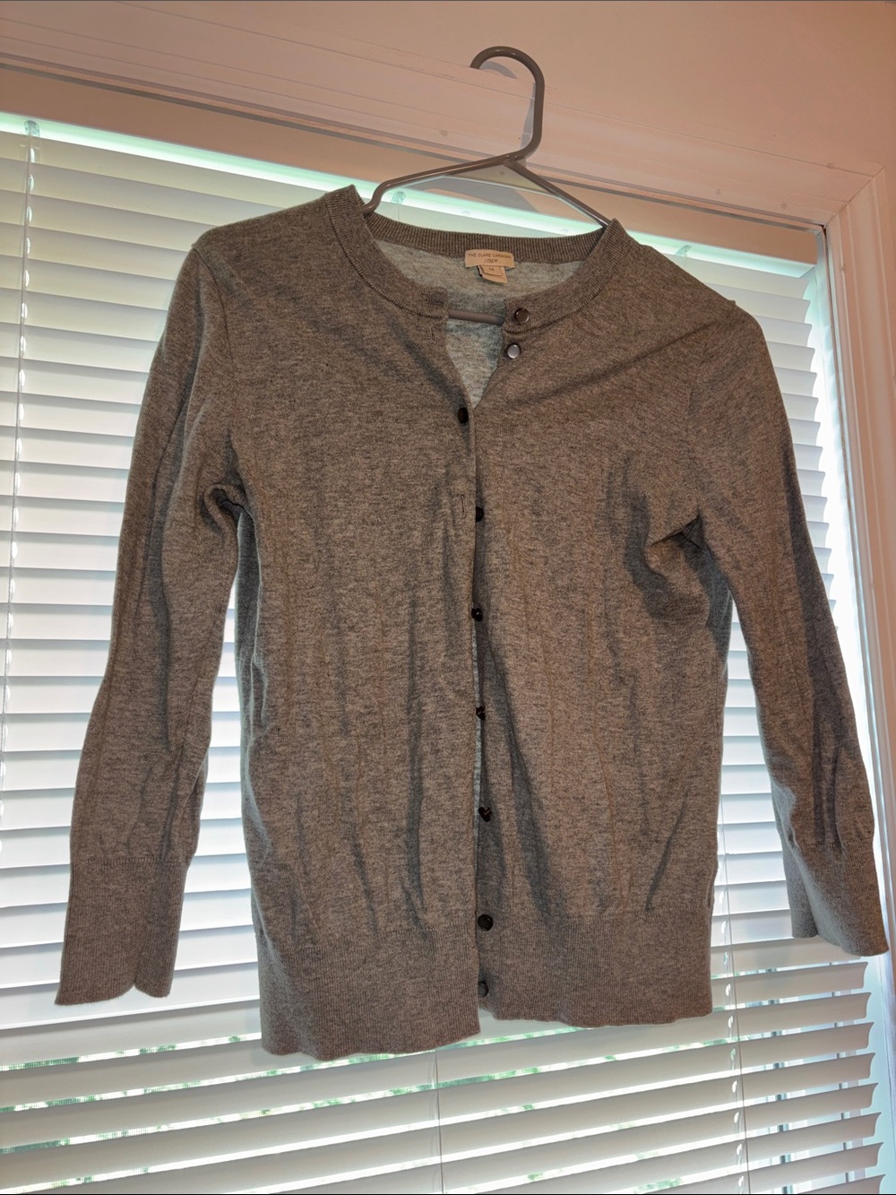 J. Crew Gray Button-Front Women's Cardigan Sweater